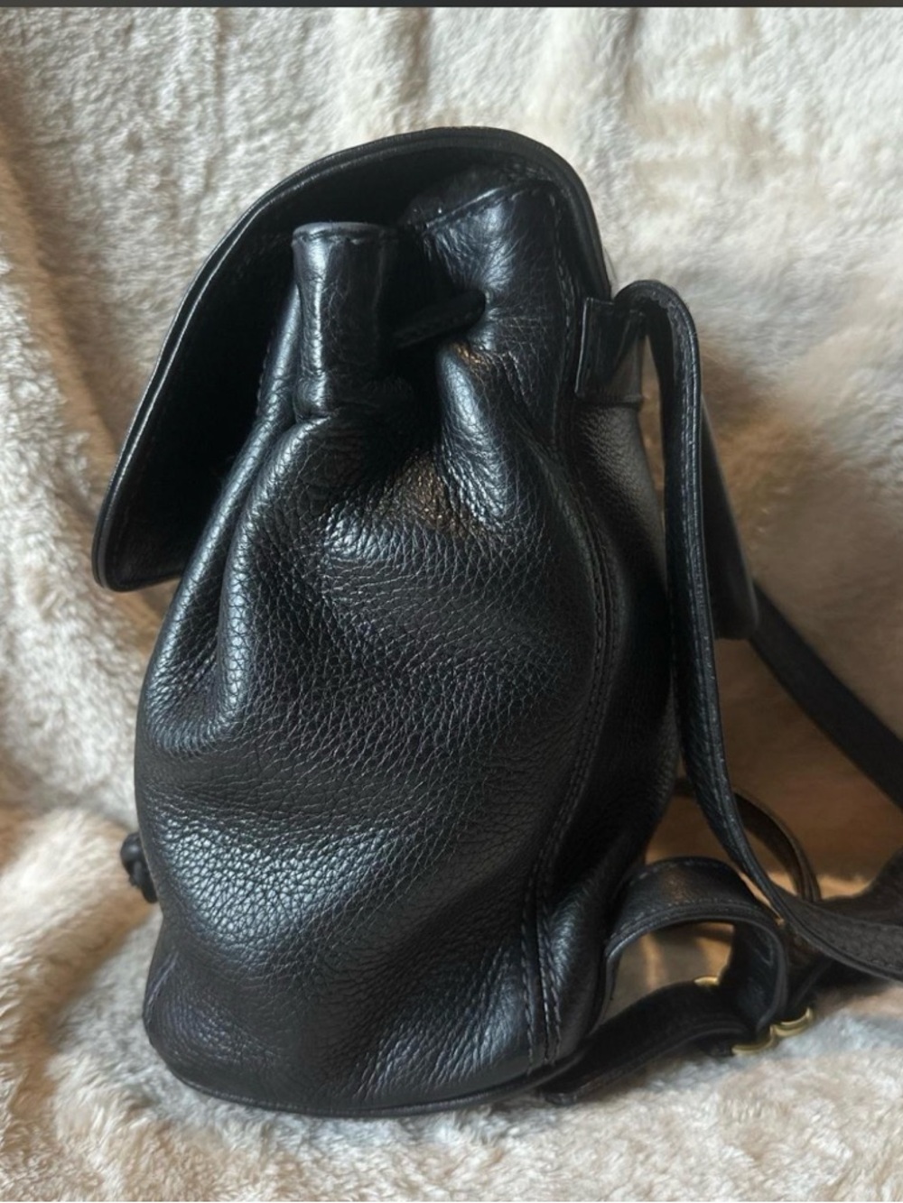 Coach Black Pebbled Mini Leather Drawstring Backpack - Picture 5 of 7